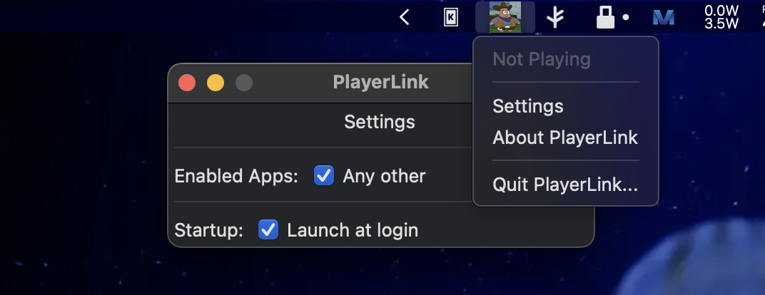 settings window