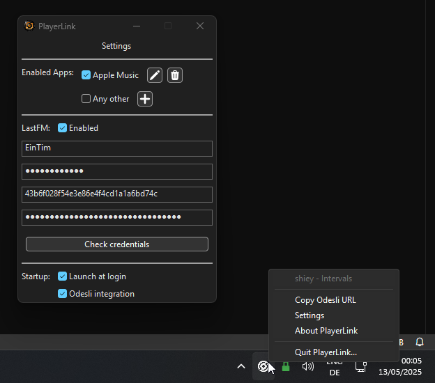 settings window