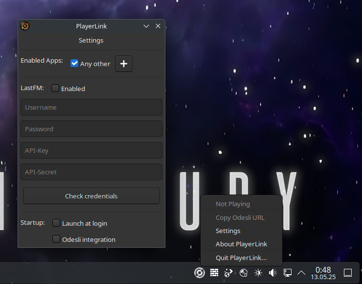 settings window